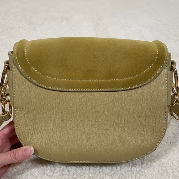See by Chloe Mara Cross-Body Handbag Light Green Leather Suede Saddle Bag - Picture 9 of 16